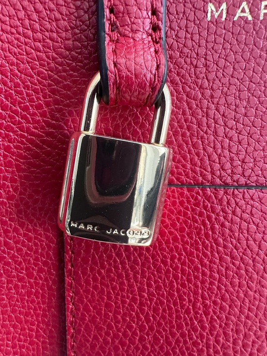 Marc Jacobs Mini Grind Tote Red Pebbled Leather Crossbody Bag Small Open Top - Picture 4 of 11